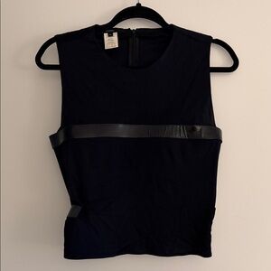 Vintage Gucci Black Top with Leather Accents - Open Back